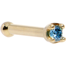 Load image into Gallery viewer, Solid 14K Yellow Gold 1.5mm Genuine Blue Diamond Nose Ring
