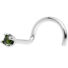 Load image into Gallery viewer, 14k White Gold 2mm Lab Grown Green Diamond Nose Ring
