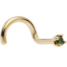 Load image into Gallery viewer, 14k Yellow Gold 2mm Lab Grown Green Diamond Nose Ring
