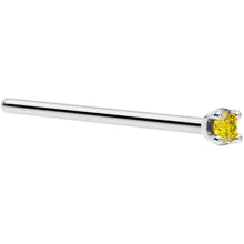 Load image into Gallery viewer, Solid 14K White Gold 1.5mm Genuine Yellow Diamond Nose Ring
