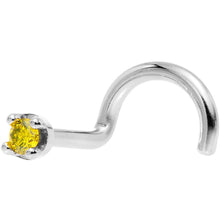 Load image into Gallery viewer, 14k White Gold 2mm Lab Grown Yellow Diamond Nose Ring
