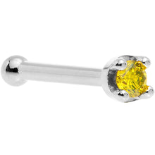 Load image into Gallery viewer, 14k White Gold 2mm Lab Grown Yellow Diamond Nose Ring
