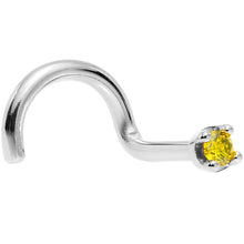 Load image into Gallery viewer, 14k White Gold 2mm Lab Grown Yellow Diamond Nose Ring
