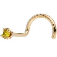 Load image into Gallery viewer, Solid 14K Yellow Gold 1.5mm Genuine Yellow Diamond Nose Ring
