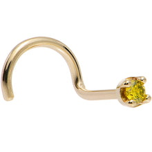 Load image into Gallery viewer, Solid 14K Yellow Gold 1.5mm Genuine Yellow Diamond Nose Ring
