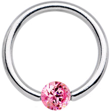 Load image into Gallery viewer, 14G 1/2 Solid 14k White Gold 4mm Pink Cubic Zirconia Tension Captive Ring
