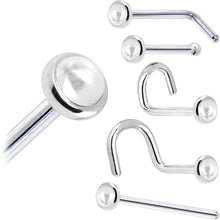 Load image into Gallery viewer, Solid 14K White Gold 2mm Cultured Pearl Nose Ring
