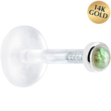 Load image into Gallery viewer, 16G 1/4 Solid 14K White Gold 2mm Genuine Labradorite Bioplast Tragus Earring Stud
