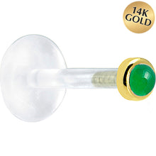 Load image into Gallery viewer, 16G 1/4 Solid 14K Yellow Gold 2mm Genuine Jade Bioplast Tragus Earring Stud
