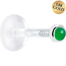 Load image into Gallery viewer, 16G 1/4 Solid 14K White Gold 2mm Genuine Jade Bioplast Tragus Earring Stud
