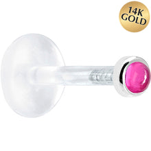 Load image into Gallery viewer, 16G 1/4 Solid 14K White Gold 2mm Genuine Pink Tourmaline Bioplast Tragus Earring Stud
