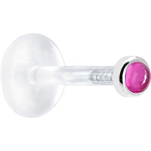 Load image into Gallery viewer, 16G 1/4 Solid 14K White Gold 2mm Genuine Pink Tourmaline Bioplast Tragus Earring Stud
