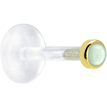 Load image into Gallery viewer, 16G 1/4 Solid 14K Yellow Gold 2mm Genuine Aventurine Quartz Bioplast Tragus Earring Stud
