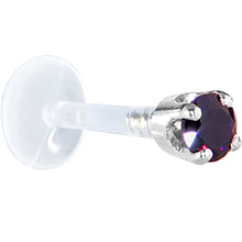Load image into Gallery viewer, 16G 1/4 Solid 14K White Gold 3mm Amethyst Cubic Zirconia Bioplast Tragus Earring Stud
