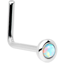 Load image into Gallery viewer, Solid 14K White Gold 2mm Synthetic Opal Nose Ring
