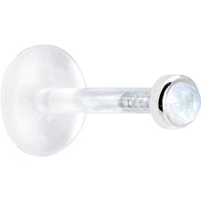 Load image into Gallery viewer, 16G 1/4 Solid 14K White Gold 2mm Genuine Rainbow Moonstone Bioplast Cartilage Earring Stud
