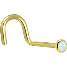 Load image into Gallery viewer, Solid 14K Yellow Gold 2mm Synthetic Opal Nose Ring
