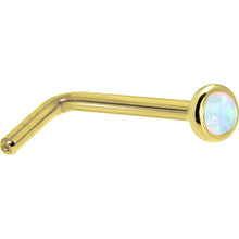 Load image into Gallery viewer, Solid 14K Yellow Gold 2mm Synthetic Opal Nose Ring
