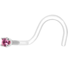 Load image into Gallery viewer, 18G 1/4 White Gold 1.5mm Genuine Pink Sapphire Bioplast Nose Ring
