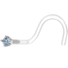 Load image into Gallery viewer, 18G 1/4 White Gold 1.5mm Genuine Topaz Bioplast Nose Ring
