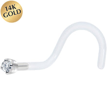 Load image into Gallery viewer, 18G 1/4 White Gold 1.5mm Genuine Diamond Bioplast Nose Ring
