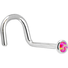 Load image into Gallery viewer, Solid 14K White Gold 2mm Brilliant Pink Synthetic Opal Nose Ring
