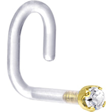 Load image into Gallery viewer, 18G 1/4 Yellow Gold 1.5mm Genuine Diamond Bioplast Nose Ring
