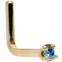 Load image into Gallery viewer, Solid 18K Yellow Gold 1.5mm Genuine Blue Diamond Nose Ring
