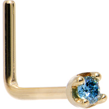 Load image into Gallery viewer, Solid 18K Yellow Gold 1.5mm Genuine Blue Diamond Nose Ring

