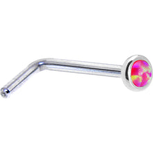 Load image into Gallery viewer, Solid 14K White Gold 2mm Brilliant Pink Synthetic Opal Nose Ring
