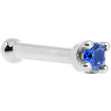 Load image into Gallery viewer, Solid 14K White Gold 1.5mm Genuine Blue Sapphire Nose Stud Ring
