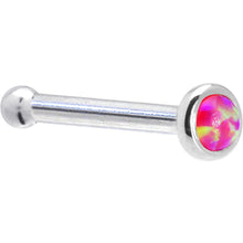 Load image into Gallery viewer, Solid 14K White Gold 2mm Brilliant Pink Synthetic Opal Nose Ring
