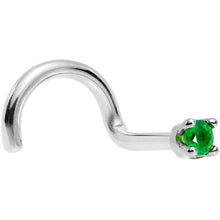 Load image into Gallery viewer, Solid 18K White Gold 1.5mm Genuine Emerald Nose Ring
