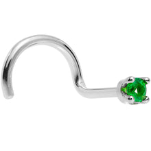 Load image into Gallery viewer, Solid 18K White Gold 1.5mm Genuine Emerald Nose Ring
