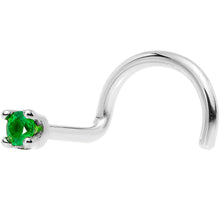 Load image into Gallery viewer, Solid 18K White Gold 1.5mm Genuine Emerald Nose Ring
