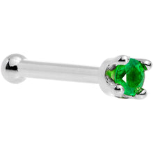 Load image into Gallery viewer, Solid 18K White Gold 1.5mm Genuine Emerald Nose Ring
