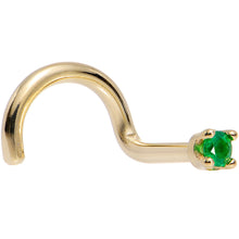 Load image into Gallery viewer, Solid 14K Yellow Gold 1.5mm Genuine Emerald Nose Ring
