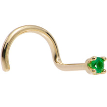 Load image into Gallery viewer, Solid 18K Yellow Gold 1.5mm Genuine Emerald Nose Ring
