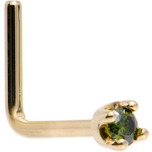 Load image into Gallery viewer, Solid 18K Yellow Gold 1.5mm Genuine Green Diamond Nose Ring
