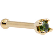 Load image into Gallery viewer, Solid 18K Yellow Gold 1.5mm Genuine Green Diamond Nose Ring
