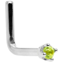 Load image into Gallery viewer, Solid 14K White Gold 1.5mm Genuine Peridot Nose Ring
