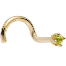 Load image into Gallery viewer, Solid 18K Yellow Gold 1.5mm Genuine Peridot Nose Ring
