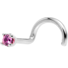 Load image into Gallery viewer, Solid 18K White Gold 1.5mm Genuine Pink Sapphire Nose Ring

