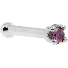 Load image into Gallery viewer, Solid 18K White Gold 1.5mm Genuine Purple Diamond Nose Ring
