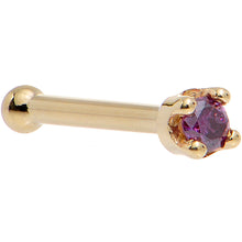 Load image into Gallery viewer, Solid 18K Yellow Gold 1.5mm Genuine Purple Diamond Nose Ring
