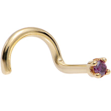 Load image into Gallery viewer, Solid 18K Yellow Gold 1.5mm Genuine Purple Diamond Nose Ring

