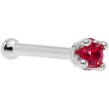 Load image into Gallery viewer, Solid 18K White Gold 1.5mm Diamond Cut Genuine Ruby Nose Ring
