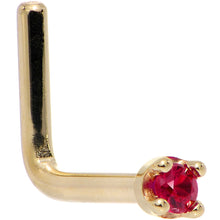 Load image into Gallery viewer, Solid 14K Yellow Gold 1.5mm Diamond Cut Genuine Ruby Nose Ring
