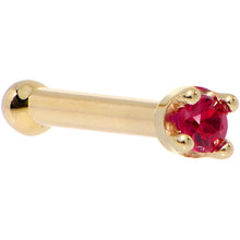 Load image into Gallery viewer, Solid 18K Yellow Gold 1.5mm Diamond Cut Genuine Ruby Nose Ring
