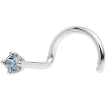 Load image into Gallery viewer, Solid 18K White Gold 1.5mm Genuine Topaz Nose Ring
